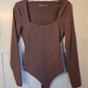 Brown Abercrombie & Fitch long sleeve bodysuit